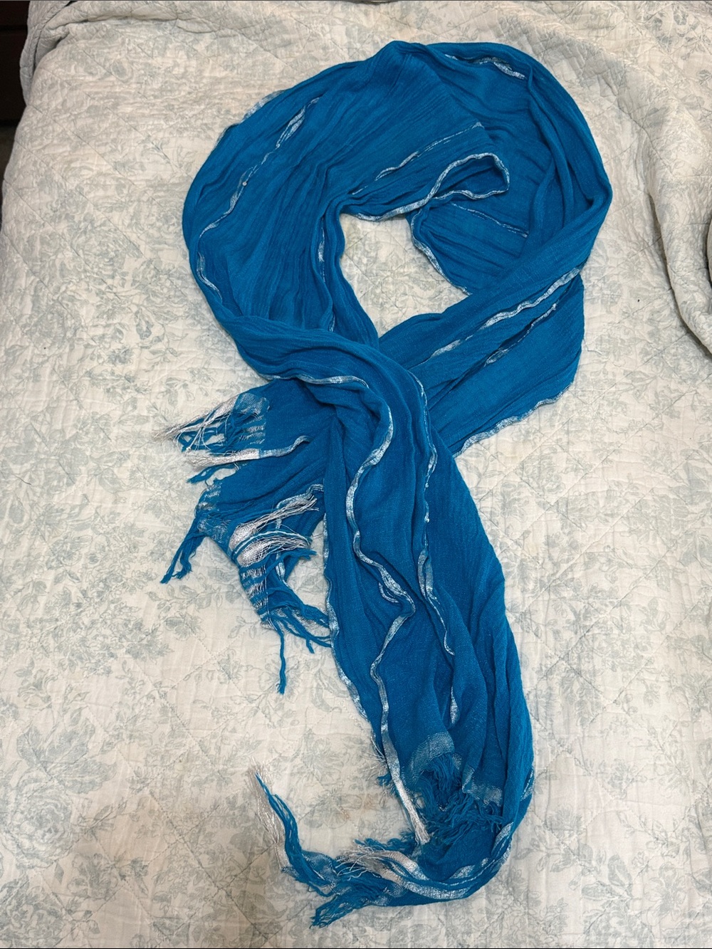 Blue Lightweight Fringe Scarf - Women Accessories